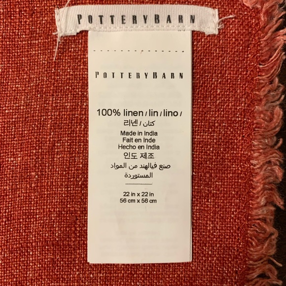 NWT Pottery Barn Red Frayed Linen Napkins. Set of four. Perfect for Christmas 🎄 - Picture 3 of 6